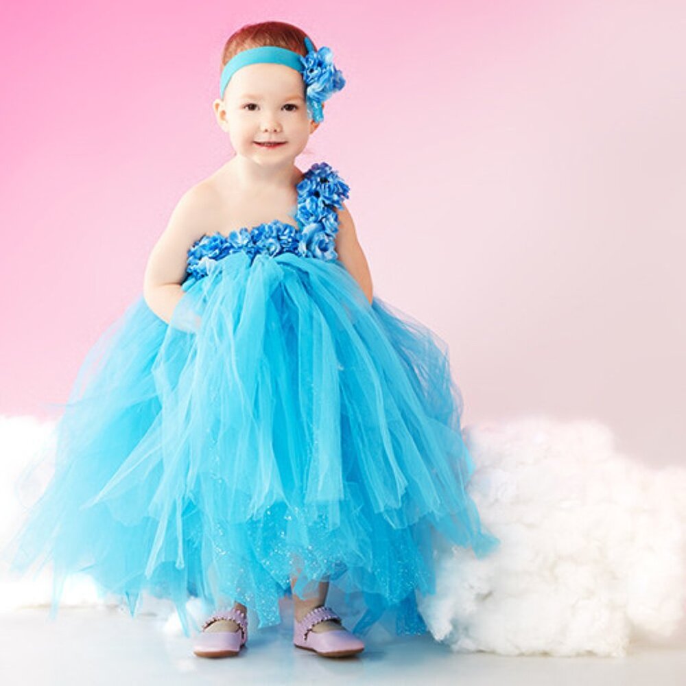One Shoulder Turquoise Tutu Dress